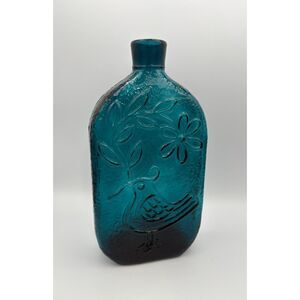 Stelvia Empoli Italy Teal Blue Bird of Peace Bottle Decanter Wayne Husted